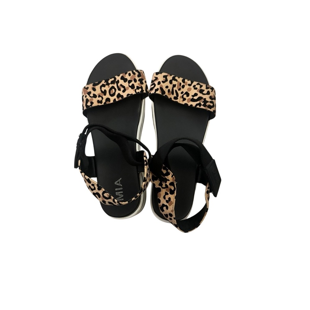 MIA Leopard Print Platform Sandals Womens Size 10M Chunky Sporty Tan Black White